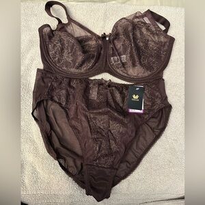 Wacoal NWT Brown Lace Bra and Panty Set